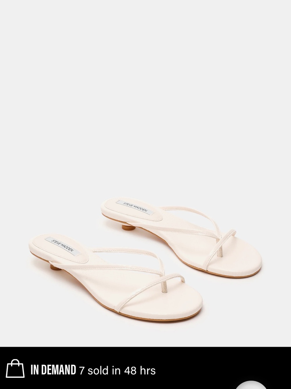 Steve Madden Terry Bone Snake Sandals heeled low kitten heel white ivory cream
